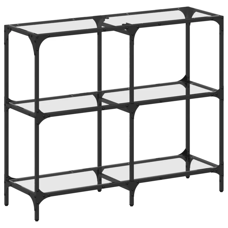 Table d'appoint d'entrée console avec dessus en verre transparent et acier 98 x 30 x 81cm DEC031354