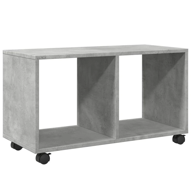 Meuble d'appoint à roulettes avec compartiments de rangement 72 x 33 x 42,5 cm bois d’ingénierie gris DEC031389