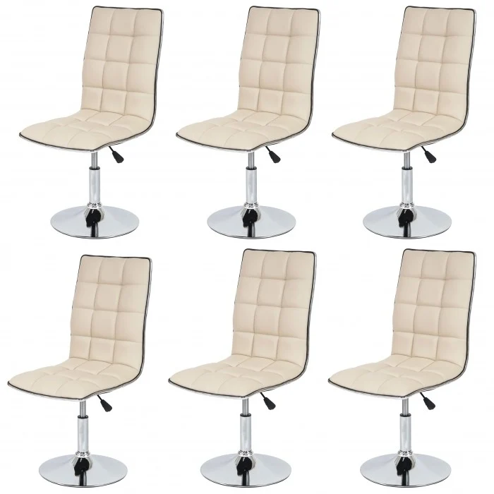 Lot de 6 chaises de salle à manger hauteur réglable en synthétique crème CDS04275