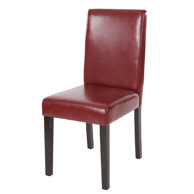 Chaise de salle à manger cuisine en synthétique rouge pieds en bois foncé design moderne 04_0002340