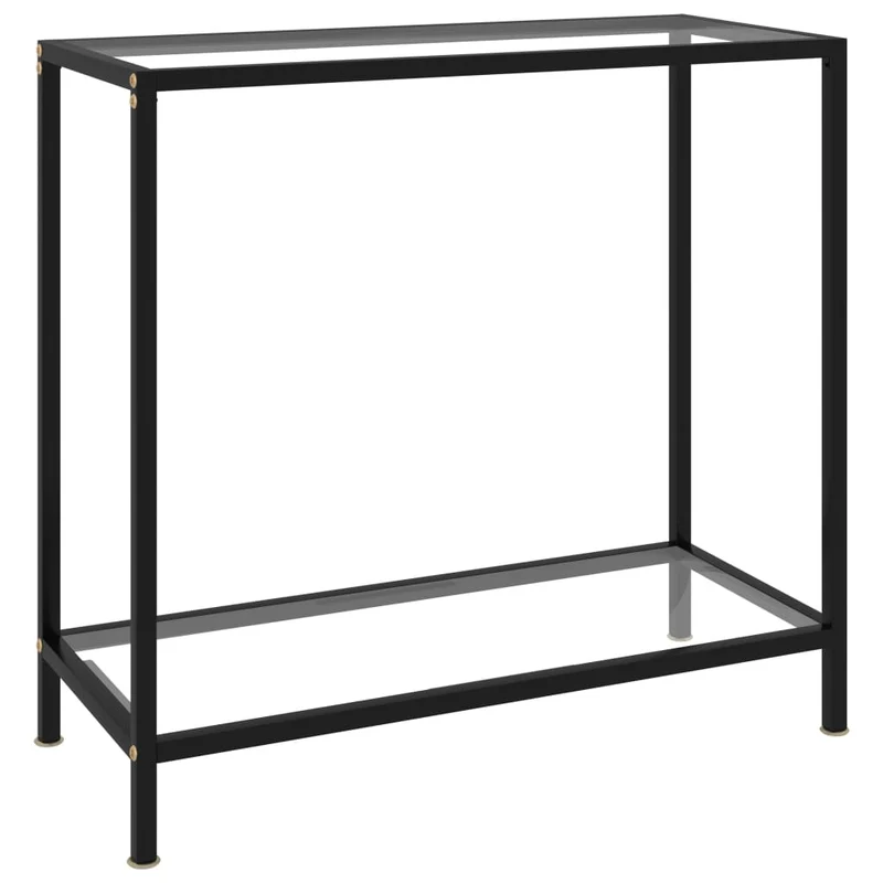 Table d'appoint console pratique 80 x 35 x 75 cm verre trempé transparent et acier DEC032278