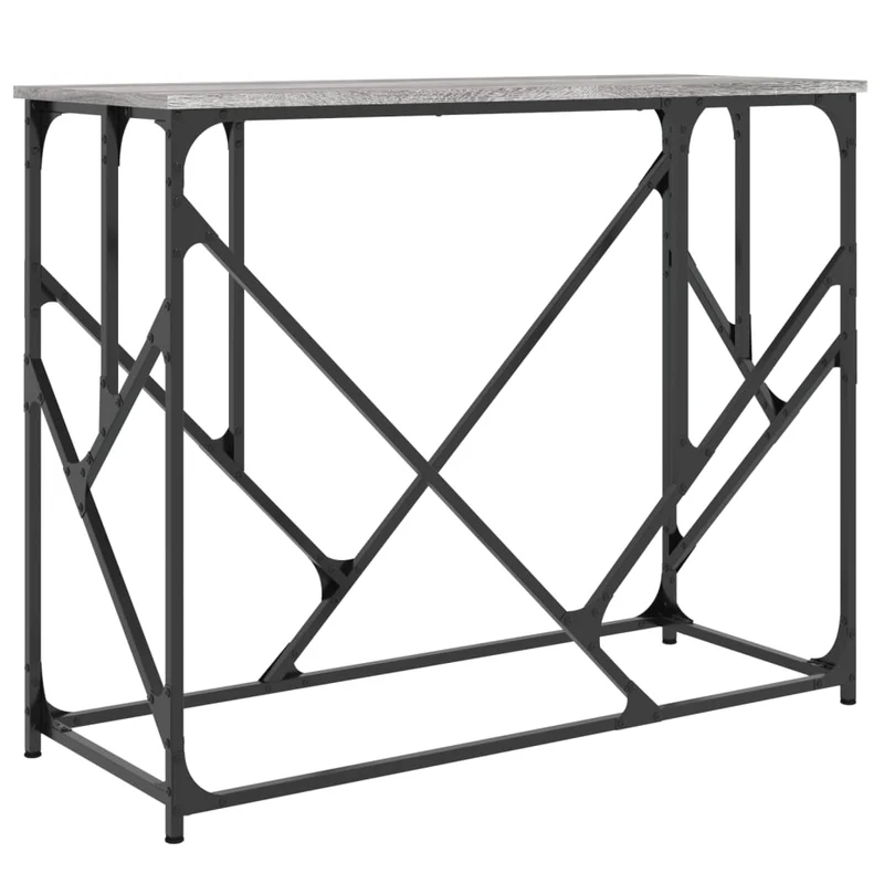 Table d'appoint console d'entrée 100 x 40 x 80 cm bois d'ingénierie gris et métal DEC032208