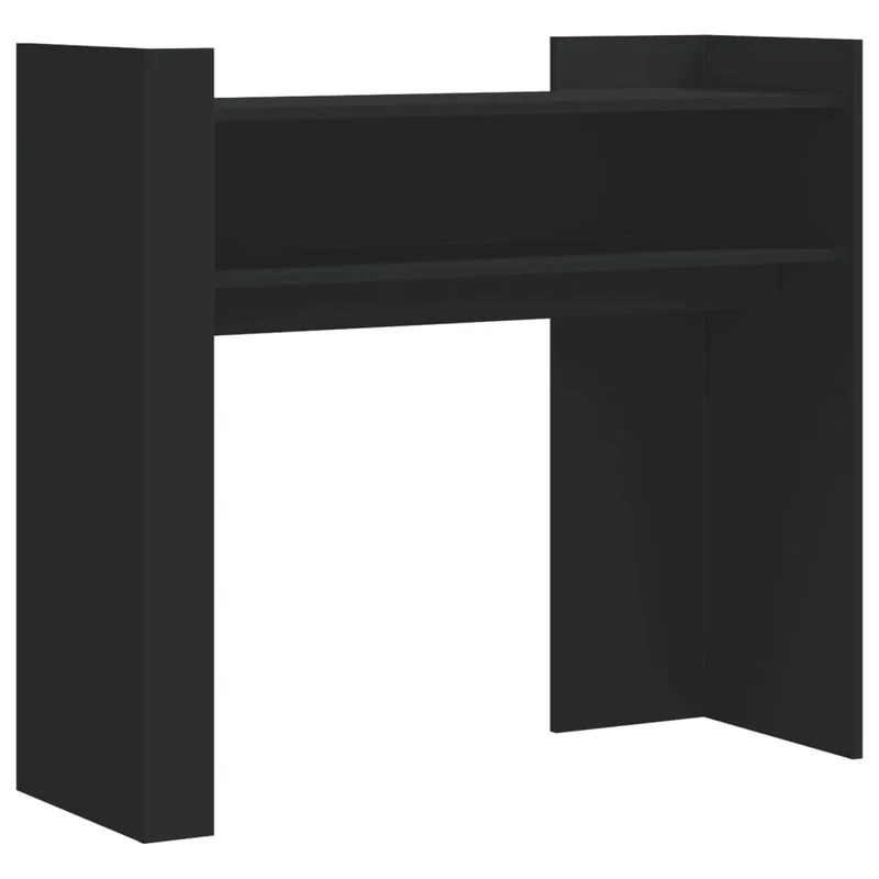 Table d'appoint console pratique avec compartiment de rangement 100 x 35 x 90 cm bois d'ingénierie noir DEC032084
