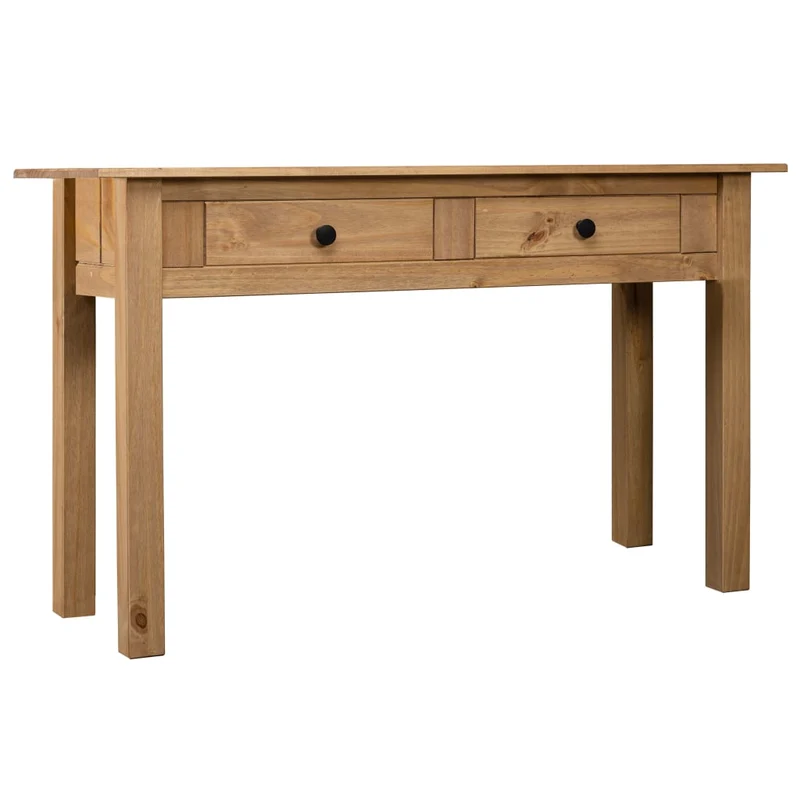 Table console bureau avec deux tiroirs de rangement 110 x 40 x 72 cm en bois de pin DEC031525