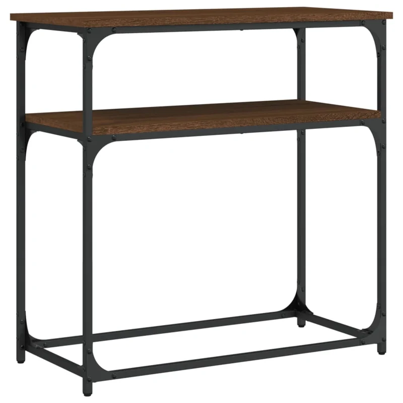 Table d'appoint console pratique avec étagère pour une entrée organisée 75 x 35,5 x 75 cm bois d'ingénierie marron et métal DEC031888