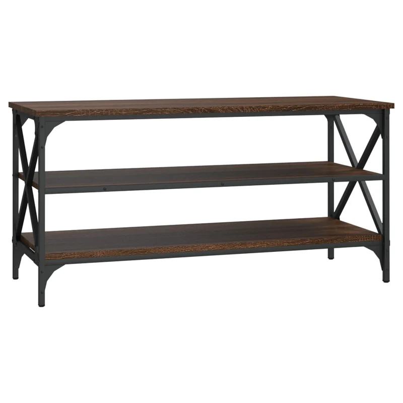 Meuble TV avec étagères 100 x 40 x 50 cm bois d'ingénierie marron et fer DEC031434