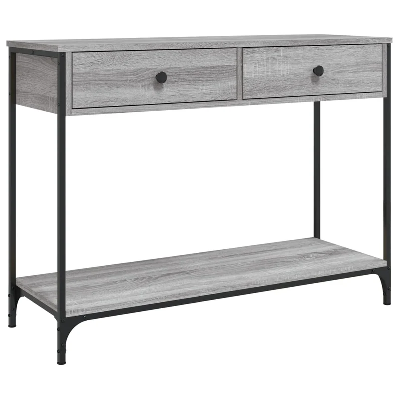 Table d'appoint console pratique avec tiroirs pour une entrée organisée 100 x 34,5 x 75 cm bois d'ingénierie gris DEC032198