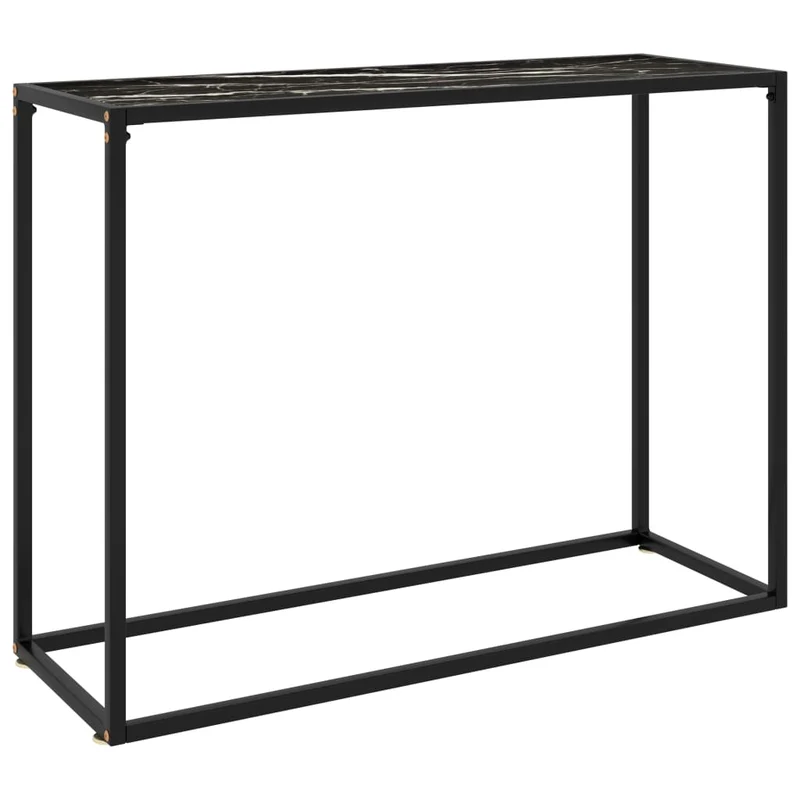 Table d'appoint console pratique pour une entrée organisée 100 x 35 x 75 cm verre trempé noir et acier DEC032079