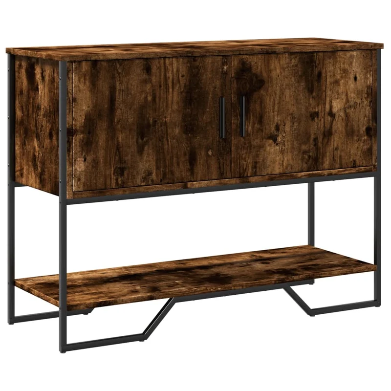 Table d'appoint console pratique avec espace de rangement 100 x 35 x 74,5 cm bois d'ingénierie maron et métal DEC031768