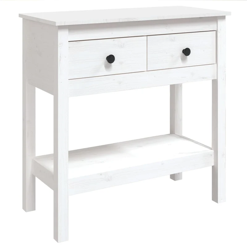 Table d'appoint console pratique avec tiroirs pour une entrée organisée 75 x 35 x 75 cm bois de pin blanc DEC031711