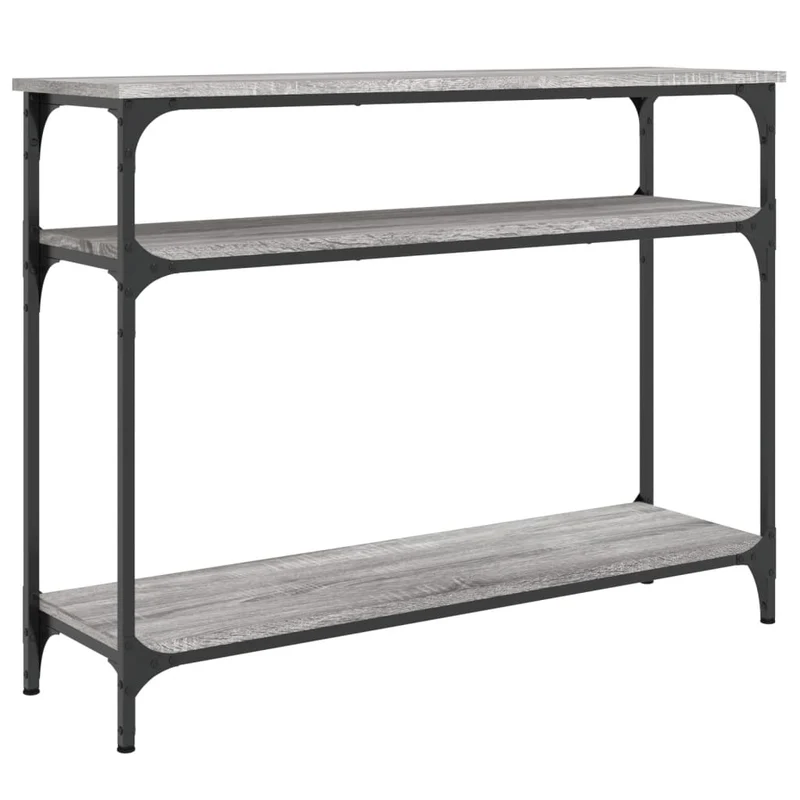 Table d'appoint console pratique avec étagères pour une entrée organisée 100 x 29 x 75 cm bois d'ingénierie gris et métal DEC032190