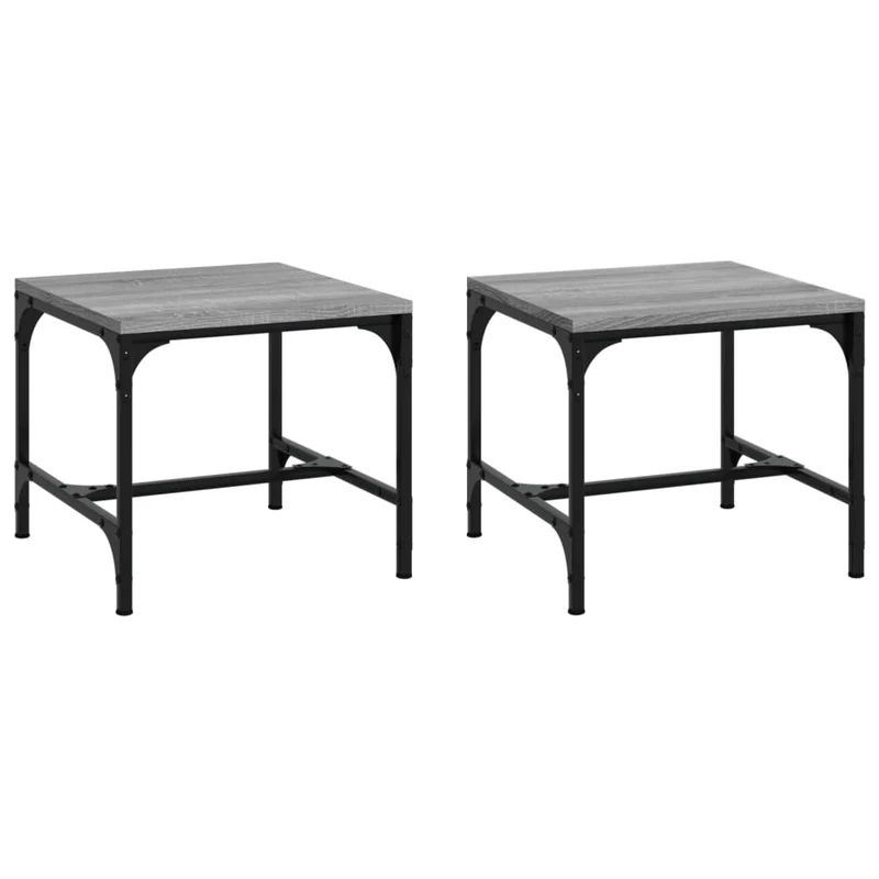 Set de 2 tables d'appoint 40 x 40 x 35 cm bois d'ingénierie gris et acier DEC031316