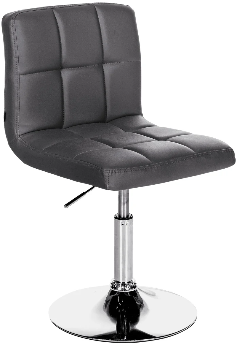 Chaise de salle à manger x1 hauteur réglable design moderne couture décorative en PVC noir piètement en métal 10_0005499