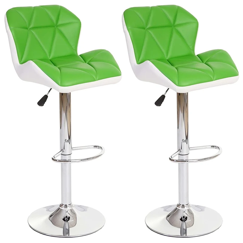Lot de 2 tabourets de bar avec repose-pieds synthétique vert et blanc TAB04023