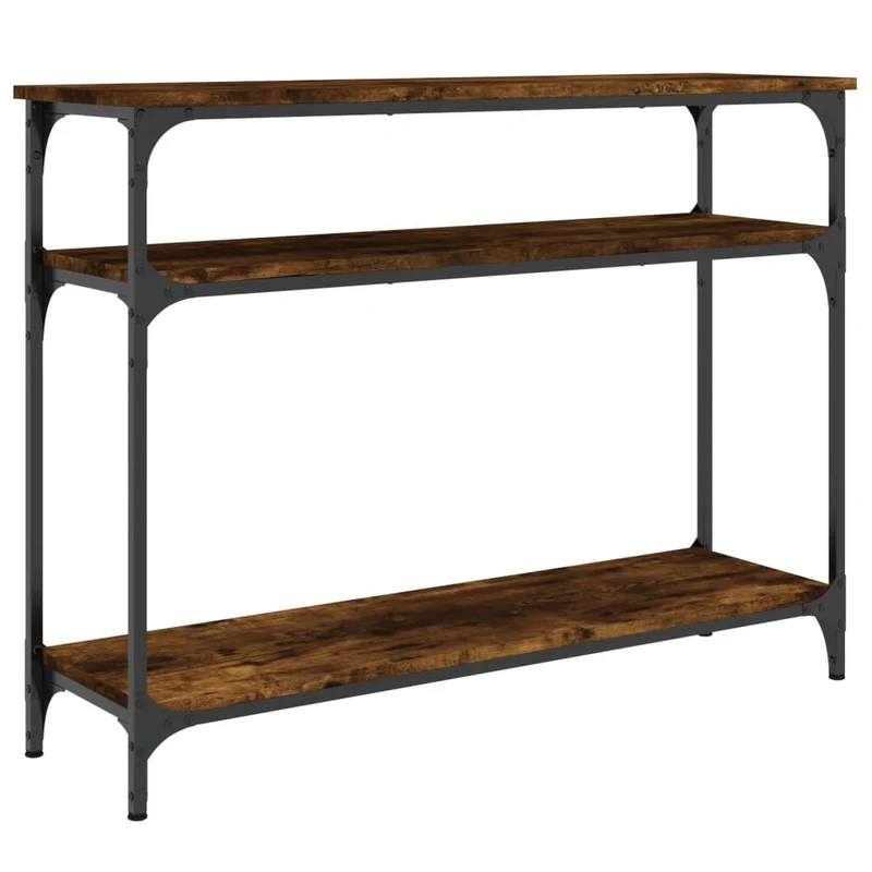 Meuble d'entrée table console design élégant avec étagères 100 x 29 x 75 cm bois d'ingénierie marron et métal DEC031757