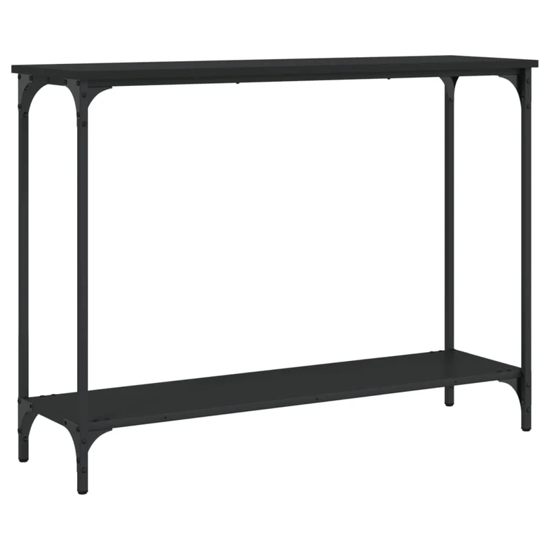Table console fonctionnel et stylé avec étagère 101 x 30,5 x 75 cm bois d'ingénierie noir et métal DEC032088