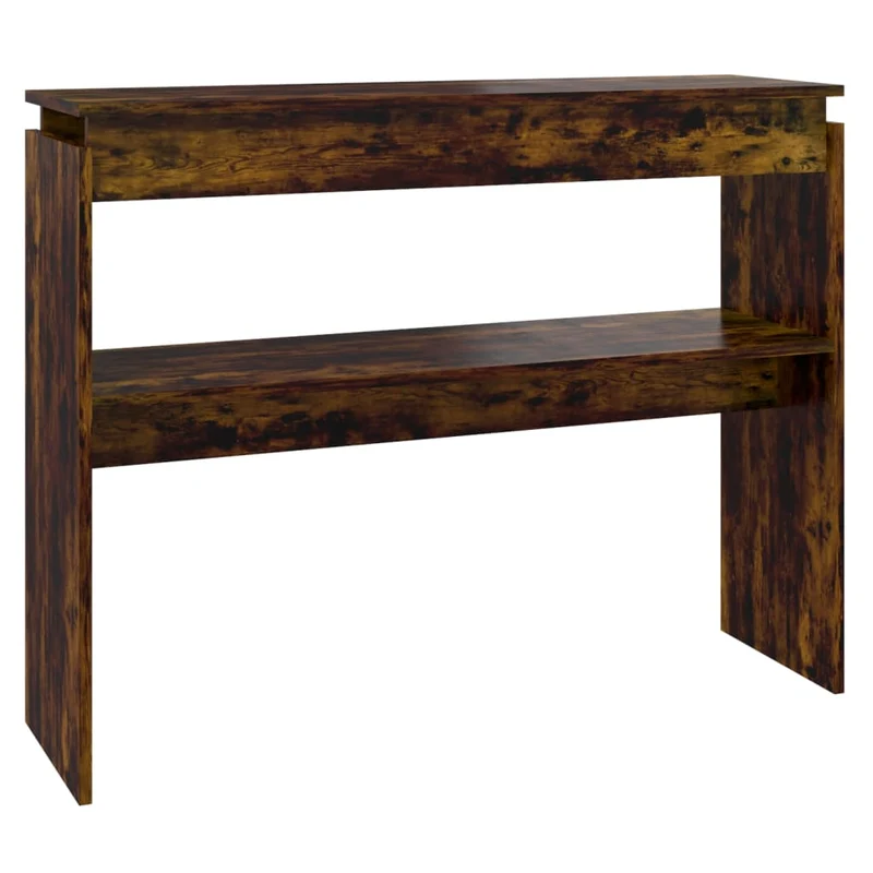 Table console d'entrée fonctionnel et stylé avec étagère 102 x 30 x 80 cm bois d'ingénierie DEC031779