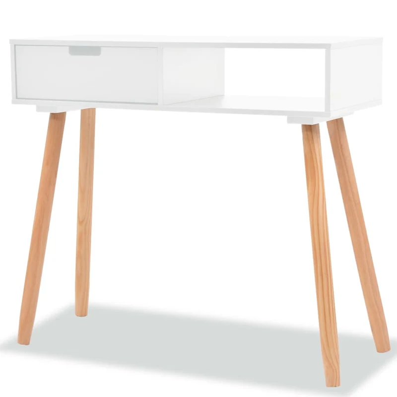 Table console d'entrée fonctionnel et stylé avec tiroirs 80 x 30 x 72 cm MDF blanc DEC031736