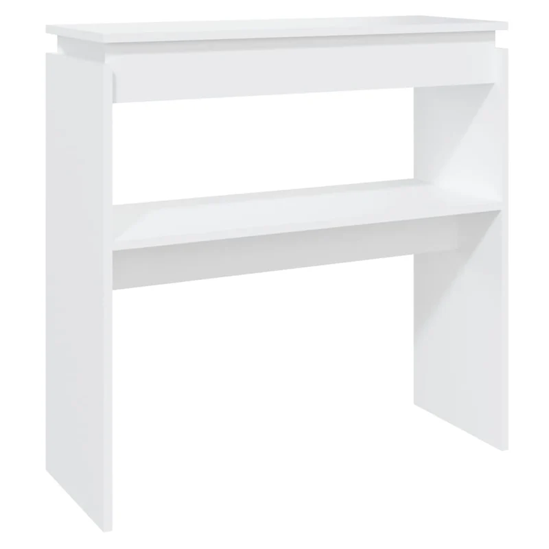 Table console d'entrée fonctionnel et stylé avec étagère 80 x 30 x 80 cm bois d'ingénierie blanc DEC031716