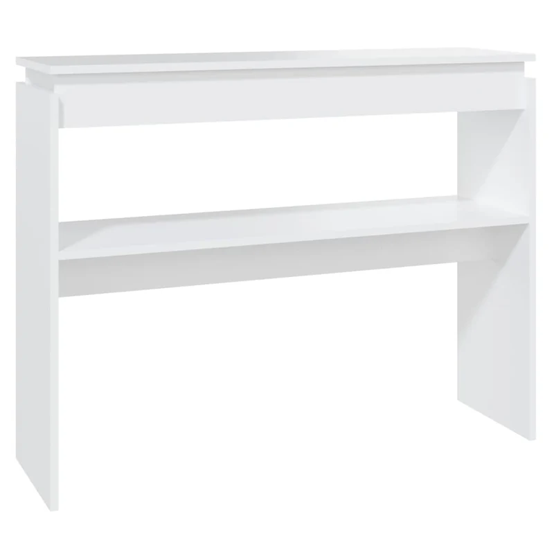 Table console d'entrée fonctionnel et stylé avec étagère 102 x 30 x 80 cm bois d'ingénierie blanc DEC031683