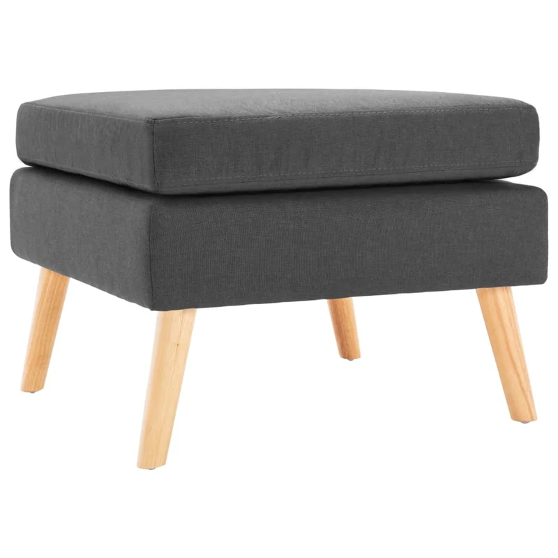 Repose-pieds tabouret en tissu gris et bois de pin DEC030345