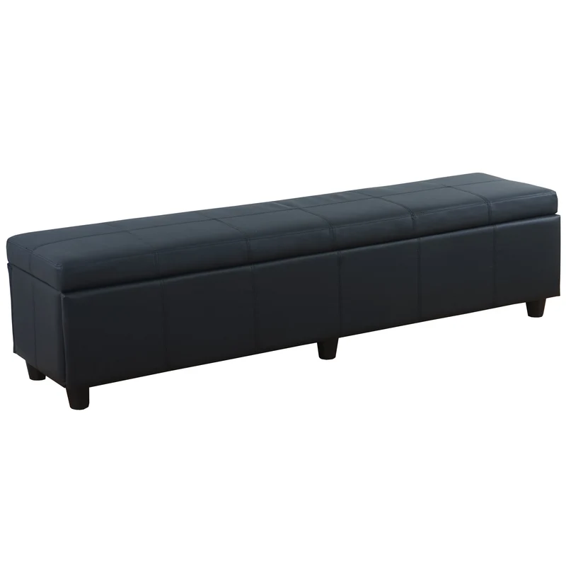 Banc banquette avec compartiment de rangement 180x45x45 cm en PVC noir mat 04_0005814