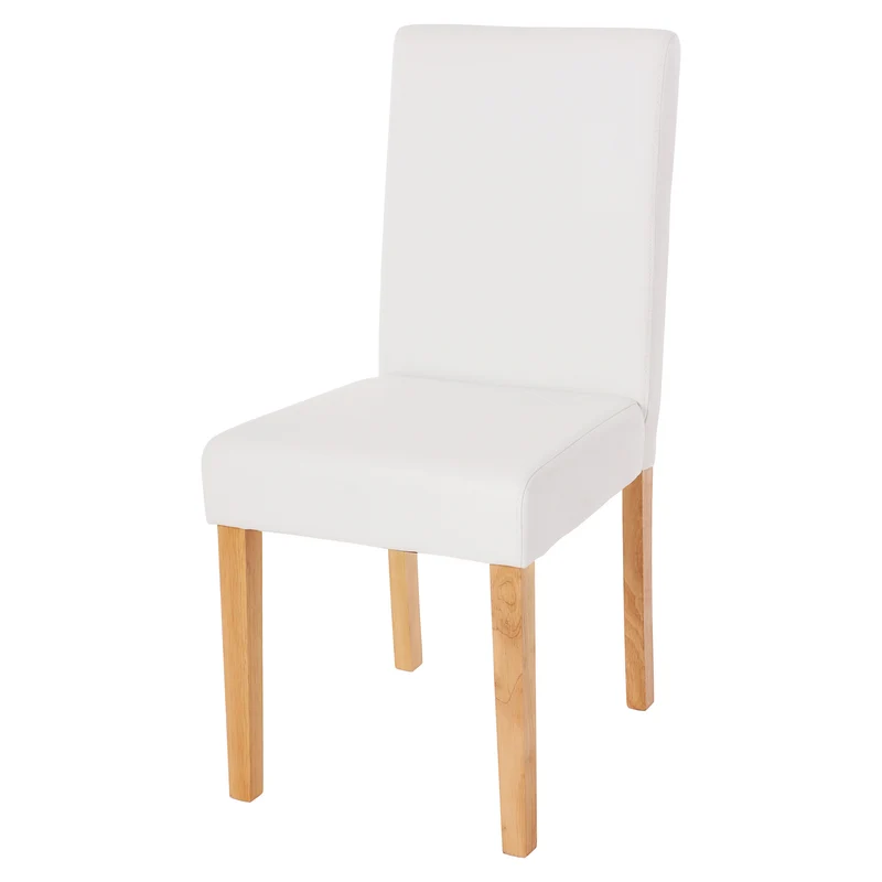 Chaise de salle à manger cuisine en synthétique blanc mat pieds en bois clairs 04_0002337