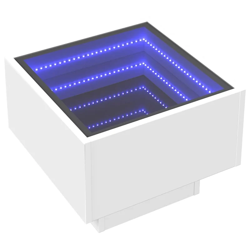 Table d'appoint table basse de salon avec LED 40 x 40 x 30 cm bois d'ingénierie blanc DEC031288