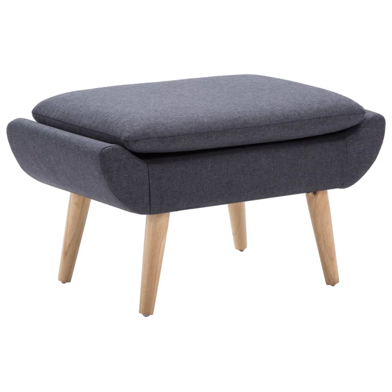 Repose-pieds tabouret 73 x 43 x 42 cm en tissu gris foncé pieds en hévéa DEC030619