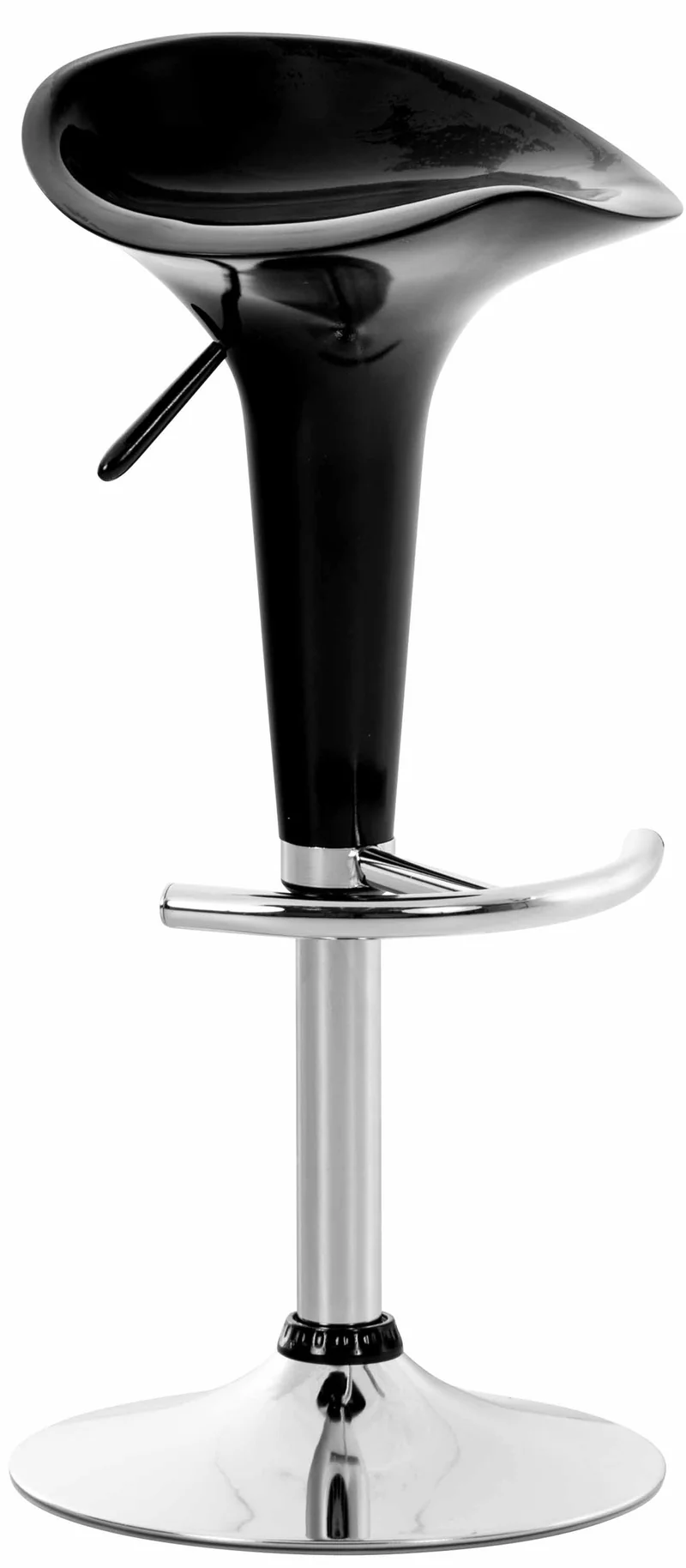 Tabouret de bar x1 avec repose-pieds assise pivotante en plastique noir et métal chromé 10_0005367