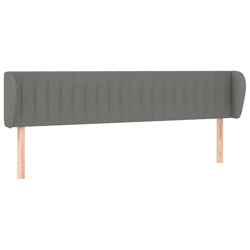 Tête de lit accessoire couchage chambre à coucher meuble avec rebord latéral 203 x 23 x 78/88 cm tissu gris foncé TDL0204921