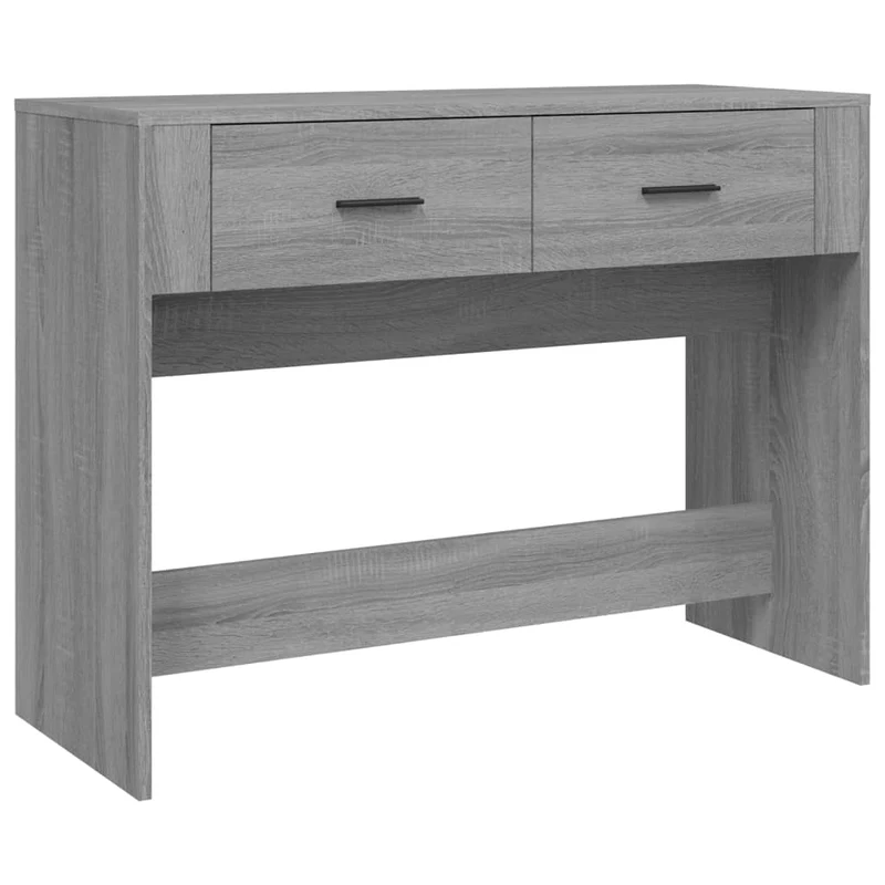 Table console avec deux tiroirs de rangement 100 x 39 x 75 cm bois d'ingénierie gris DEC031225