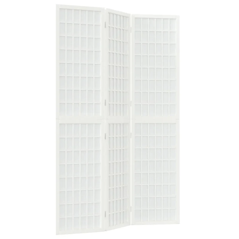 Paravent séparateur de pièce cloison pliable 3 panneaux 120 x 170 cm bois de sapin blanc et papier de riz DEC031176