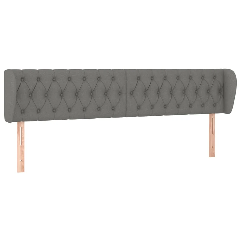 Tête de lit accessoire couchage chambre à coucher meuble capitonné avec rebord latéral 203 x 23 x 78/88 cm tissu gris foncé TDL0204922