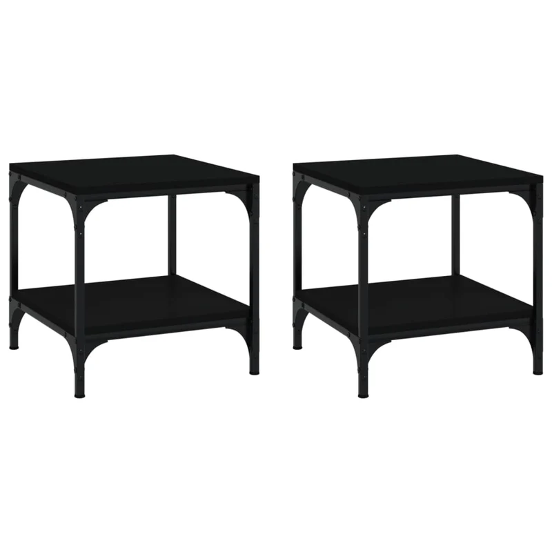 Lot de 2 tables d'appoint 40 x 40 x 40 cm bois d'ingénierie noir DEC031313