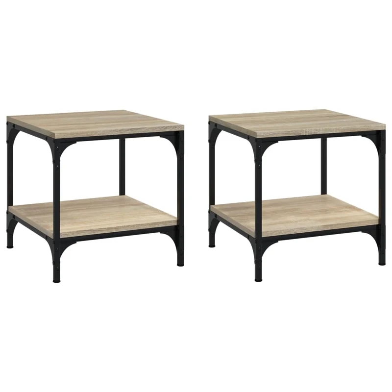 Lot de 2 tables d'appoint 40 x 40 x 40 cm bois ingénierie couleur chêne DEC031310