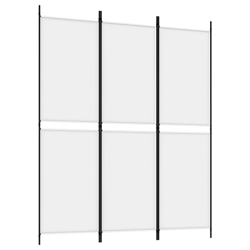 Paravent séparateur de pièce cloison 3 panneaux 150 x 180 cm en tissu blanc et fer DEC030739