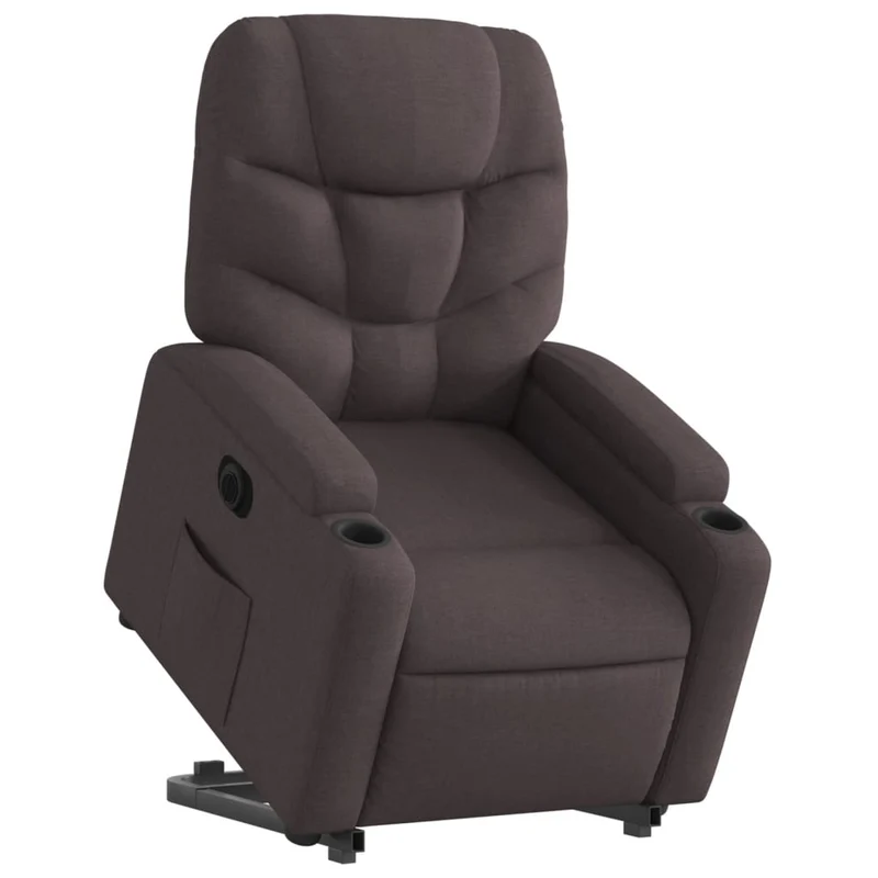 Fauteuil relax TV fonction de levage électrique très confortable en tissu marron foncé DEC028410