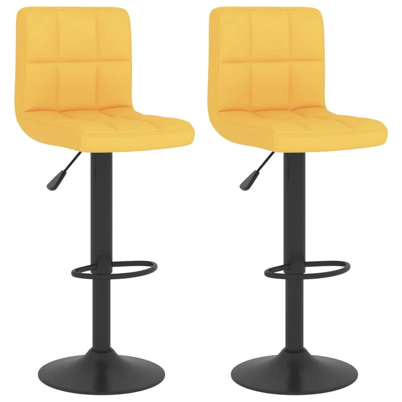 Lot de 2 tabourets de bar chaises hautes en tissu jaune moutarde tissu jaune et acier noir DEC029742