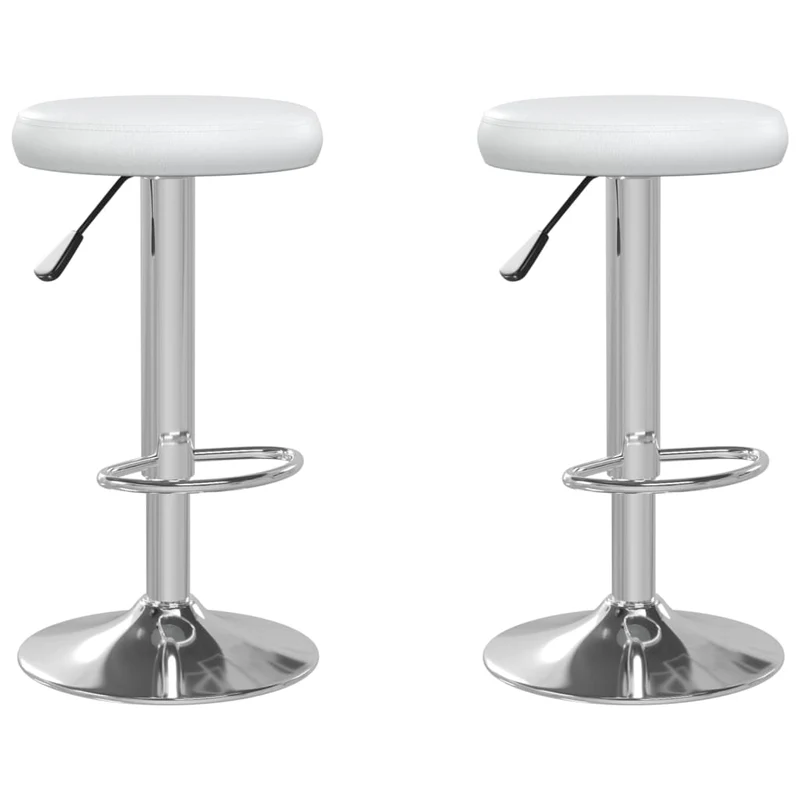 Lot de 2 tabourets de bar chaises hautes en PVC blanc et acier DEC029617