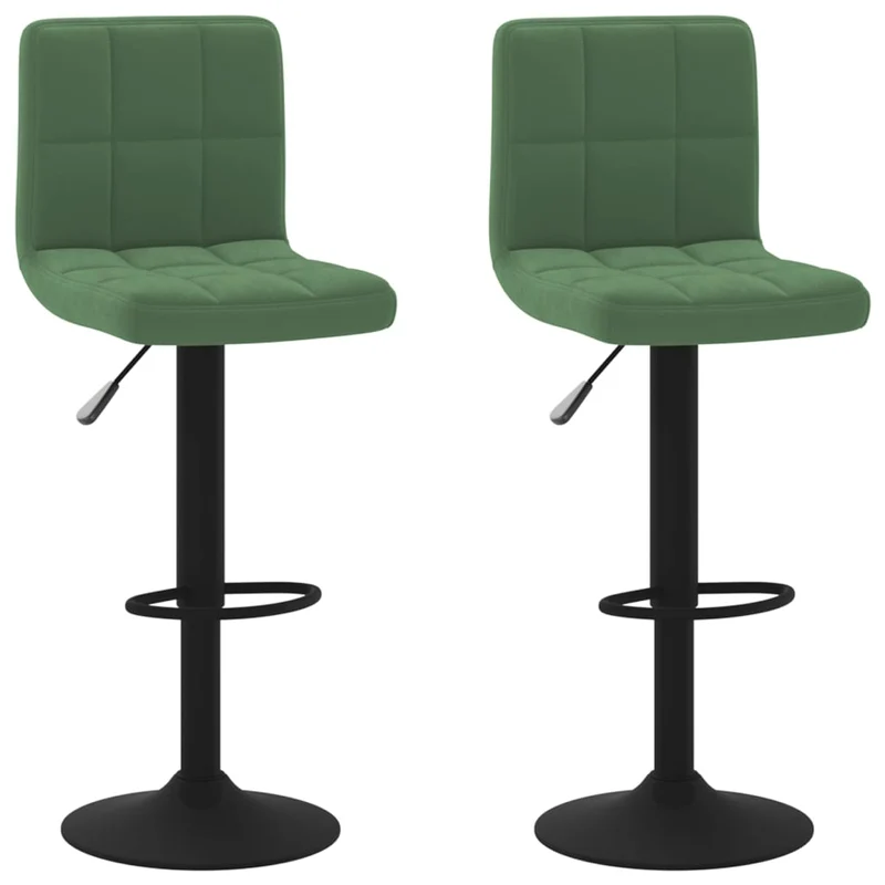 Lot de 2 tabourets de bar chaises hautes en velours vert foncé coutures carrées et acier noir DEC029897