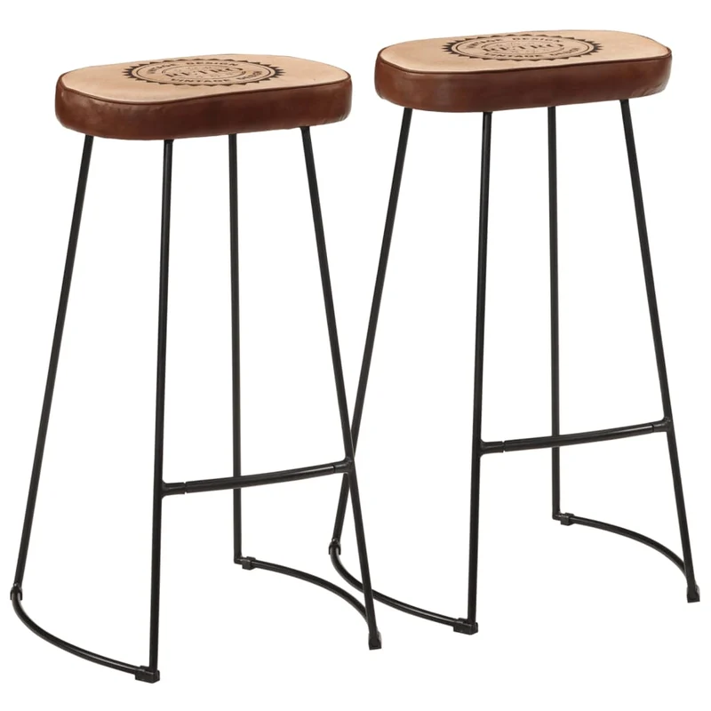 Lot de 2 tabourets de bar chaises hautes design rétro hauteur 78 cm cadre en métal avec revêtement en PVC et toile DEC029771