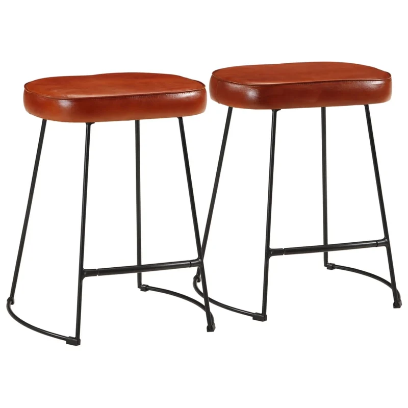 Lot de 2 tabourets de bar hauteur 53 cm cadre en métal avec revêtement en PVC marron DEC029766