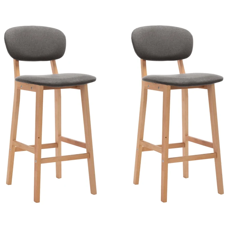 Lot de 2 tabourets de bar chaises hautes avec dossier en tissu gris clair et bois DEC029685