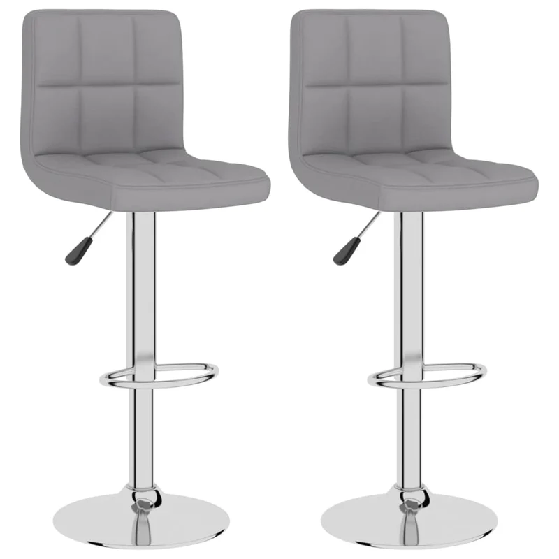 Lot de 2 tabourets de bar chaises hautes avec dossier en tissu gris clair et acier DEC029684