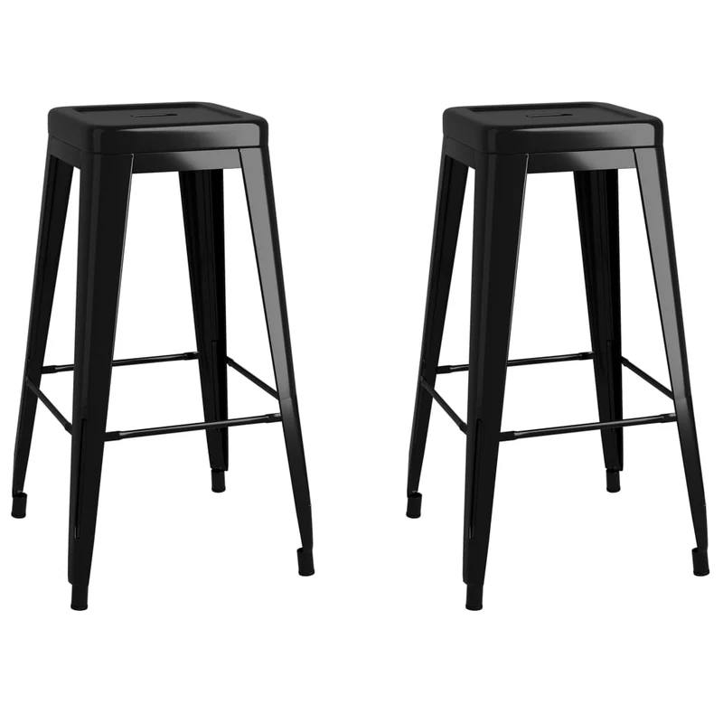 Lot de 2 tabourets de bar empilables design industriel en métal noir DEC029589