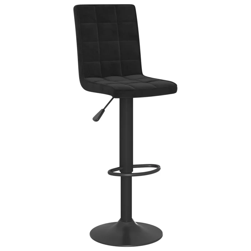Tabouret de bar x1 chaise haute avec dossier en velours noir cadre en acier DEC029531