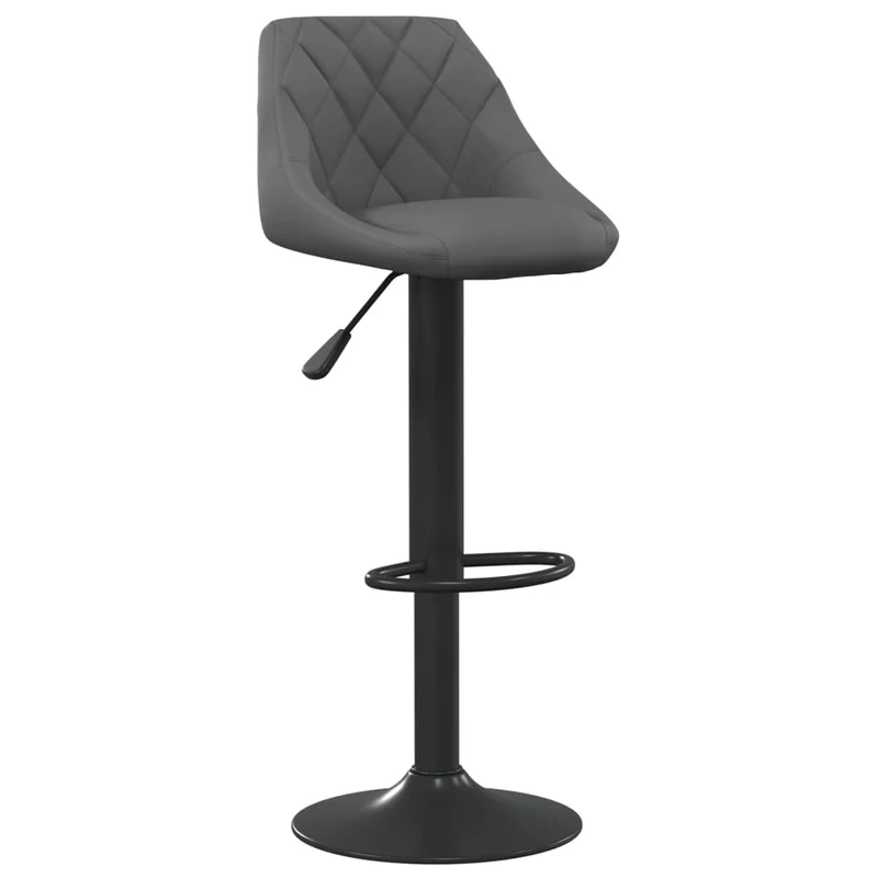 Tabouret de bar x1 chaise haute en velours gris foncé coutures losange et acier noir DEC029491