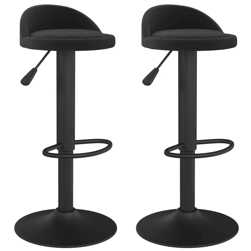 Lot de 2 tabourets de bar chaises hautes hauteur réglable en velours noir et acier DEC029833