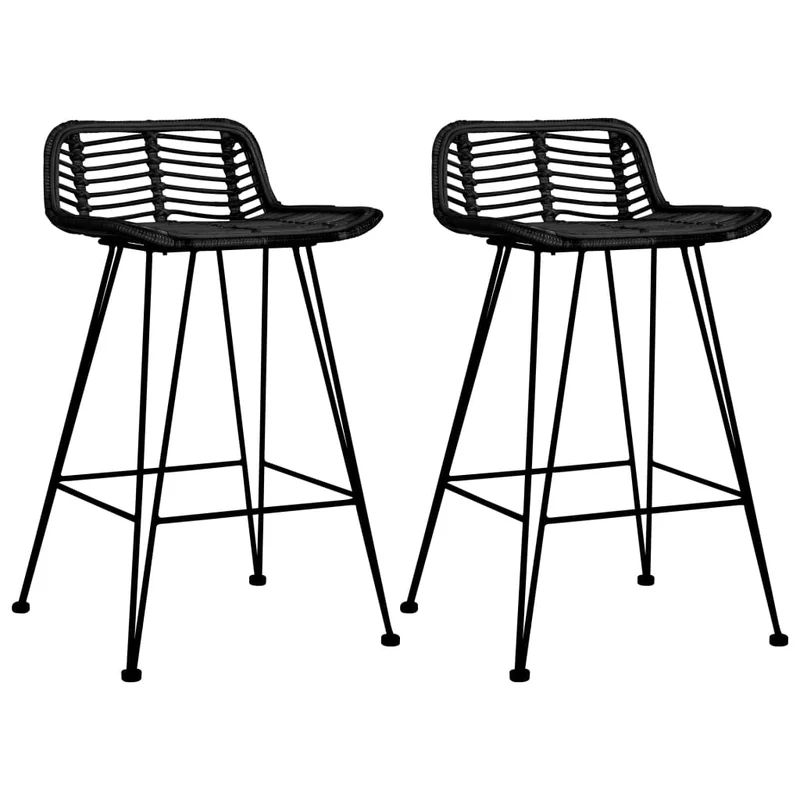 Tabourets de bar x2 chaises haute en rotin naturel + pieds en métal DEC029404